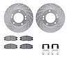 7512-21009 Drilled/Slotted Brake Rotors w/5000 Advanced Brake Pads Kit & Hardware [Silver], 2003-2006 Kia/Hyundai/Genesis, Posit - image 1