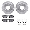 7512-21010 Drilled/Slotted Brake Rotors w/5000 Advanced Brake Pads Kit & Hardware [Silver], 2004-2009 Kia/Hyundai/Genesis, Posit - image 1