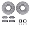 7512-21011 Drilled/Slotted Brake Rotors w/5000 Advanced Brake Pads Kit & Hardware [Silver], 2007-2009 Kia/Hyundai/Genesis, Posit - image 1