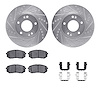 7512-21012 Drilled/Slotted Brake Rotors w/5000 Advanced Brake Pads Kit & Hardware [Silver], 2007-2010 Kia/Hyundai/Genesis, Posit - image 1