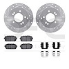 7512-21013 Drilled/Slotted Brake Rotors w/5000 Advanced Brake Pads Kit & Hardware [Silver], 2007-2012 Kia/Hyundai/Genesis, Posit