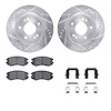 7512-21014 Drilled/Slotted Brake Rotors w/5000 Advanced Brake Pads Kit & Hardware [Silver], 2010-2011 Kia/Hyundai/Genesis, Posit - image 1