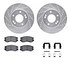 7512-21016 Drilled/Slotted Brake Rotors w/5000 Advanced Brake Pads Kit & Hardware [Silver], 2010-2011 Kia/Hyundai/Genesis, Posit - image 1