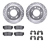 7512-21020 Drilled/Slotted Brake Rotors w/5000 Advanced Brake Pads Kit & Hardware [Silver], 2007-2009 Kia/Hyundai/Genesis, Posit - image 1