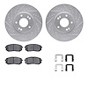 7512-21025 Drilled/Slotted Brake Rotors w/5000 Advanced Brake Pads Kit & Hardware [Silver], 2012-2016 Kia/Hyundai/Genesis, Posit - image 1