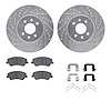 7512-21026 Drilled/Slotted Brake Rotors w/5000 Advanced Brake Pads Kit & Hardware [Silver], Fits Select Kia/Hyundai/Genesis, Pos - image 1