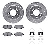 7512-21034 Drilled/Slotted Brake Rotors w/5000 Advanced Brake Pads Kit & Hardware [Silver], Fits Select Kia/Hyundai/Genesis, Pos - image 1