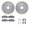 7512-21037 Drilled/Slotted Brake Rotors w/5000 Advanced Brake Pads Kit & Hardware [Silver], 2015-2021 Kia/Hyundai/Genesis, Posit - image 1