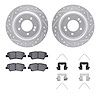 7512-21043 Drilled/Slotted Brake Rotors w/5000 Advanced Brake Pads Kit & Hardware [Silver], Fits Select Kia/Hyundai/Genesis, Pos - image 1