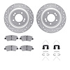 7512-21044 Drilled/Slotted Brake Rotors w/5000 Advanced Brake Pads Kit & Hardware [Silver], 2017-2020 Kia/Hyundai/Genesis, Posit - image 1