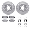 7512-21045 Drilled/Slotted Brake Rotors w/5000 Advanced Brake Pads Kit & Hardware [Silver], 2017-2019 Kia/Hyundai/Genesis, Posit - image 1