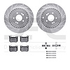 7512-21048 Drilled/Slotted Brake Rotors w/5000 Advanced Brake Pads Kit & Hardware [Silver], Fits Select Kia/Hyundai/Genesis, Pos - image 1