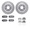 7512-21050 Drilled/Slotted Brake Rotors w/5000 Advanced Brake Pads Kit & Hardware [Silver], Fits Select Kia/Hyundai/Genesis, Pos - image 1