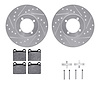 7512-22004 Drilled/Slotted Brake Rotors w/5000 Advanced Brake Pads Kit & Hardware [Silver], 1974-1974 Opel, Position: Front - image 1