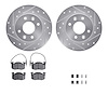 7512-23019 Drilled/Slotted Brake Rotors w/5000 Advanced Brake Pads Kit & Hardware [Silver], 1983-1983 Renault, Position: Front - image 1