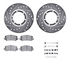 7512-23034 Drilled/Slotted Brake Rotors w/5000 Advanced Brake Pads Kit & Hardware [Silver], 1971-1983 Renault, Position: Front - image 1