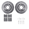 7512-27001 Drilled/Slotted Brake Rotors w/5000 Advanced Brake Pads Kit & Hardware [Silver], 1967-1974 Volvo, Position: Rear - image 1