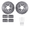 7512-27004 Drilled/Slotted Brake Rotors w/5000 Advanced Brake Pads Kit & Hardware [Silver], 1975-1987 Volvo, Position: Front - image 1
