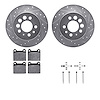 7512-27009 Drilled/Slotted Brake Rotors w/5000 Advanced Brake Pads Kit & Hardware [Silver], 1975-1997 Volvo, Position: Rear - image 1
