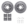 7512-27010 Drilled/Slotted Brake Rotors w/5000 Advanced Brake Pads Kit & Hardware [Silver], 1974-1975 Volvo, Position: Rear - image 1