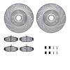 7512-27013 Drilled/Slotted Brake Rotors w/5000 Advanced Brake Pads Kit & Hardware [Silver], 1983-1987 Volvo, Position: Front - image 1