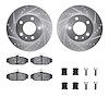 7512-27015 Drilled/Slotted Brake Rotors w/5000 Advanced Brake Pads Kit & Hardware [Silver], 1983-1990 Volvo, Position: Front - image 1