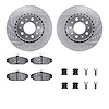 7512-27016 Drilled/Slotted Brake Rotors w/5000 Advanced Brake Pads Kit & Hardware [Silver], 1983-1992 Volvo, Position: Front - image 1