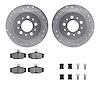 7512-27017 Drilled/Slotted Brake Rotors w/5000 Advanced Brake Pads Kit & Hardware [Silver], 1988-1994 Volvo, Position: Rear - image 1