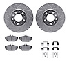7512-27018 Drilled/Slotted Brake Rotors w/5000 Advanced Brake Pads Kit & Hardware [Silver], 1991-1995 Volvo, Position: Front - image 1
