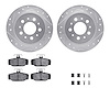 7512-27025 Drilled/Slotted Brake Rotors w/5000 Advanced Brake Pads Kit & Hardware [Silver], 1995-1997 Volvo, Position: Rear - image 1