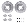 7512-27026 Drilled/Slotted Brake Rotors w/5000 Advanced Brake Pads Kit & Hardware [Silver], 1997-1998 Volvo, Position: Rear - image 1