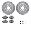 7512-27028 Drilled/Slotted Brake Rotors w/5000 Advanced Brake Pads Kit & Hardware [Silver], 1998-2000 Volvo, Position: Rear - image 1