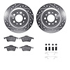 7512-27031 Drilled/Slotted Brake Rotors w/5000 Advanced Brake Pads Kit & Hardware [Silver], 1999-2000 Volvo, Position: Rear - image 1