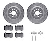 7512-27035 Drilled/Slotted Brake Rotors w/5000 Advanced Brake Pads Kit & Hardware [Silver], 2004-2007 Volvo, Position: Rear - image 1