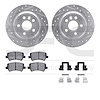 7512-27038 Drilled/Slotted Brake Rotors w/5000 Advanced Brake Pads Kit & Hardware [Silver], 2008-2008 Volvo, Position: Rear - image 1
