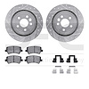 7512-27047 Drilled/Slotted Brake Rotors w/5000 Advanced Brake Pads Kit & Hardware [Silver], 2008-2008 Volvo, Position: Rear - image 1