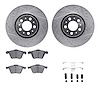 7512-27052 Drilled/Slotted Brake Rotors w/5000 Advanced Brake Pads Kit & Hardware [Silver], 2003-2009 Volvo, Position: Front - image 1