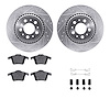 7512-27053 Drilled/Slotted Brake Rotors w/5000 Advanced Brake Pads Kit & Hardware [Silver], 2003-2014 Volvo, Position: Rear - image 1