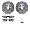 7512-27056 Drilled/Slotted Brake Rotors w/5000 Advanced Brake Pads Kit & Hardware [Silver], 2016-2017 Volvo, Position: Front - image 1