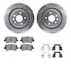 7512-27063 Drilled/Slotted Brake Rotors w/5000 Advanced Brake Pads Kit & Hardware [Silver], 2010-2017 Volvo, Position: Rear - image 1