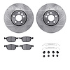 7512-27070 Drilled/Slotted Brake Rotors w/5000 Advanced Brake Pads Kit & Hardware [Silver], 2010-2016 Volvo, Position: Front - image 1