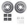7512-27072 Drilled/Slotted Brake Rotors w/5000 Advanced Brake Pads Kit & Hardware [Silver], 1967-1974 Volvo, Position: Rear - image 1