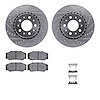 7512-27074 Drilled/Slotted Brake Rotors w/5000 Advanced Brake Pads Kit & Hardware [Silver], 1983-1987 Volvo, Position: Front - image 1