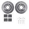 7512-27077 Drilled/Slotted Brake Rotors w/5000 Advanced Brake Pads Kit & Hardware [Silver], 1969-1971 Volvo, Position: Rear - image 1