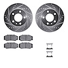7512-27082 Drilled/Slotted Brake Rotors w/5000 Advanced Brake Pads Kit & Hardware [Silver], 1983-1987 Volvo, Position: Front - image 1