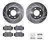 7512-27083 Drilled/Slotted Brake Rotors w/5000 Advanced Brake Pads Kit & Hardware [Silver], 1983-1990 Volvo, Position: Front - image 1