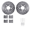 7512-27090 Drilled/Slotted Brake Rotors w/5000 Advanced Brake Pads Kit & Hardware [Silver], 1975-1975 Volvo, Position: Front - image 1