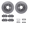 7512-27091 Drilled/Slotted Brake Rotors w/5000 Advanced Brake Pads Kit & Hardware [Silver], 1983-1992 Volvo, Position: Front - image 1