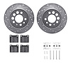 7512-27102 Drilled/Slotted Brake Rotors w/5000 Advanced Brake Pads Kit & Hardware [Silver], 1975-1987 Volvo, Position: Rear - image 1