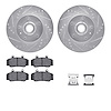7512-27122 Drilled/Slotted Brake Rotors w/5000 Advanced Brake Pads Kit & Hardware [Silver], 1983-1987 Volvo, Position: Front - image 1